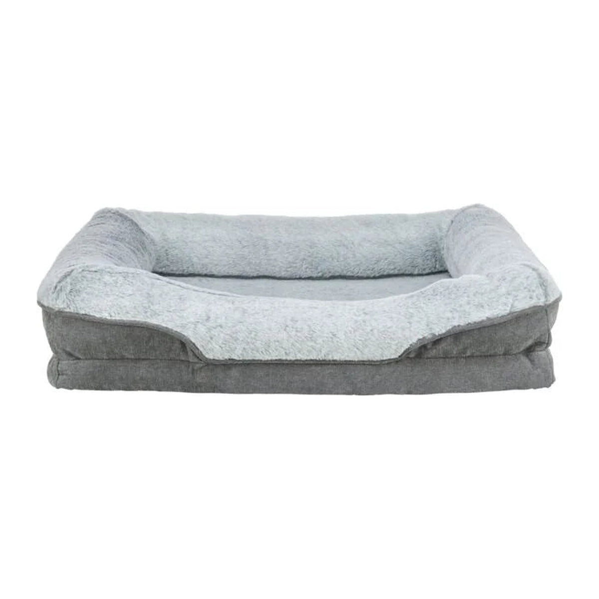 TRIXIE Vital Bett Lino Soft – orthopädisches Hundebett – grau/hellgrau / 90 × 65 cm