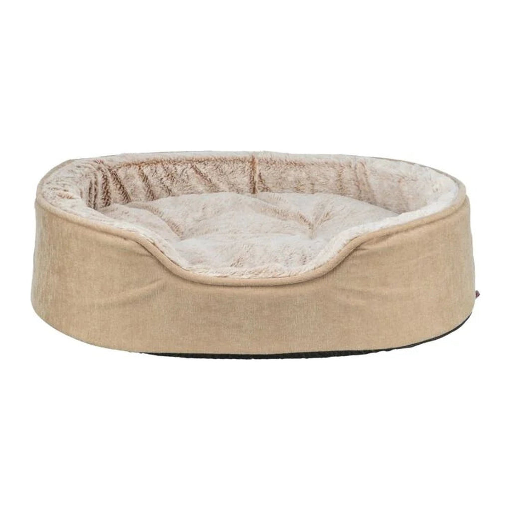 TRIXIE Vital Bett Lino Soft, oval – orthopädisches Hundebett – beige/creme / 60 × 45 cm
