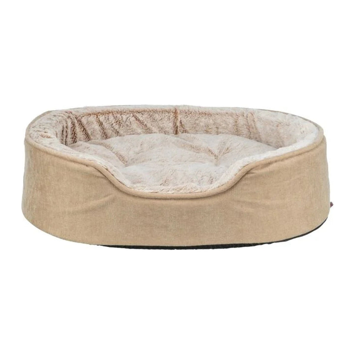 TRIXIE Vital Bett Lino Soft, oval – orthopädisches Hundebett – beige/creme / 60 × 45 cm