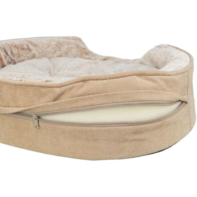 TRIXIE Vital Bett Lino Soft, oval – orthopädisches Hundebett – beige/creme / 60 × 45 cm – Ansicht 4