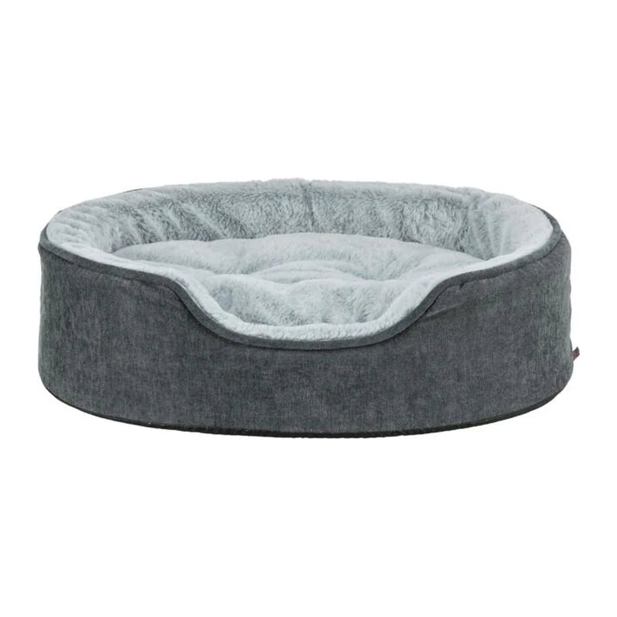 TRIXIE Vital Bett Lino Soft, oval – orthopädisches Hundebett – grau/hellgrau / 60 × 45 cm