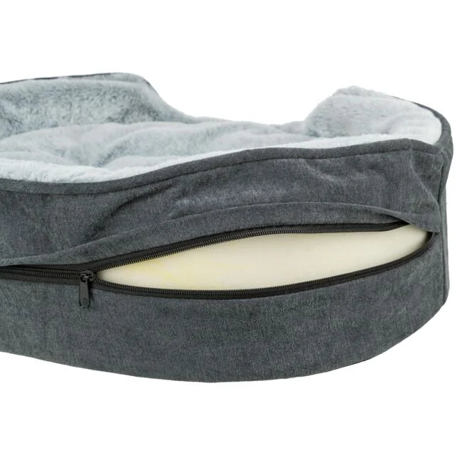 TRIXIE Vital Bett Lino Soft, oval – orthopädisches Hundebett – grau/hellgrau / 60 × 45 cm – Ansicht 3