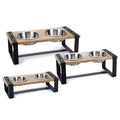 Karlie Karinto – Napfständer aus Mangoholz und Metall – S · 2 × 350 ml · 44 × 19 × 15 cm