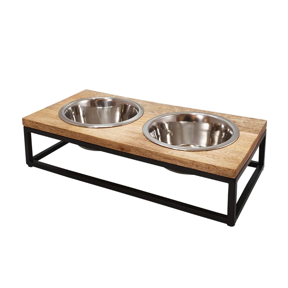 Nobby Elegant Diner – Napfständer aus Mangoholz – 2 × 800 ml · 48 × 22 × 16 cm