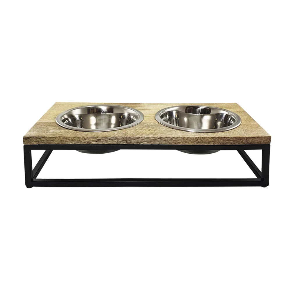 Nobby Elegant Diner – Napfständer aus Mangoholz – 2 × 800 ml · 48 × 22 × 16 cm – Ansicht 2