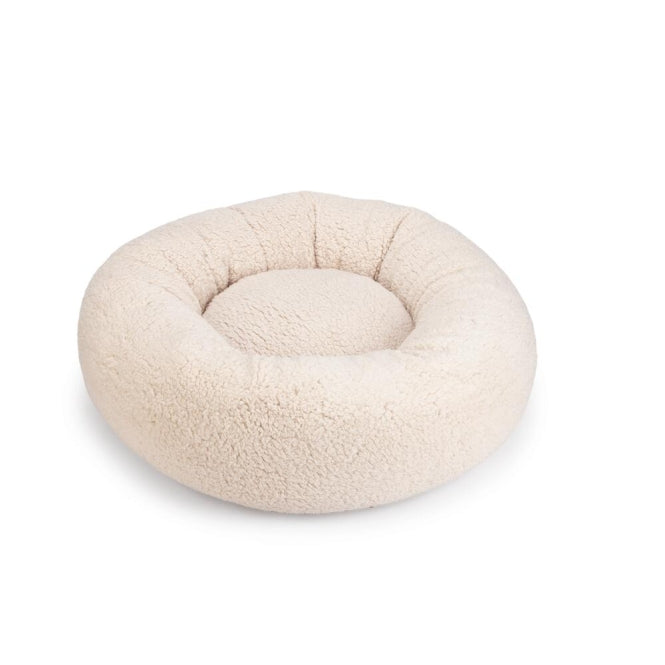Beeztees Hundebett Jaxx – rund mit Schaumflocken – Beige / 60 × 60 × 25 cm