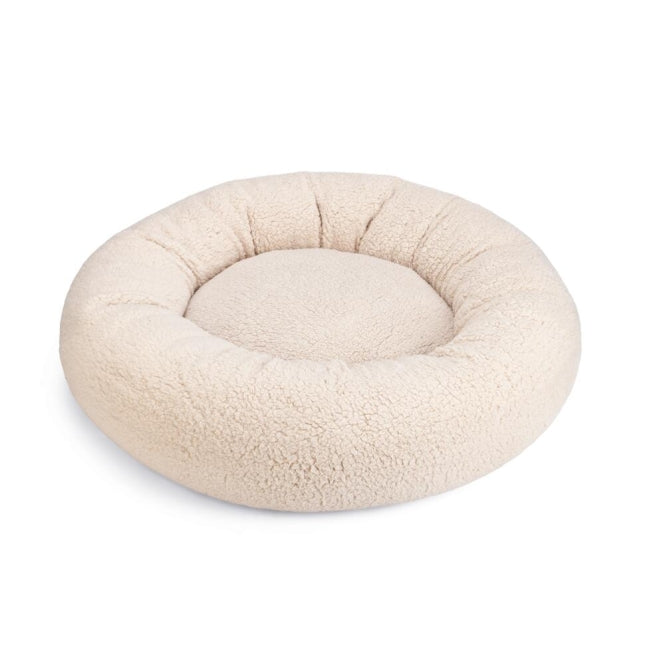 Beeztees Hundebett Jaxx – rund mit Schaumflocken – Beige / 70 × 70 × 25 cm