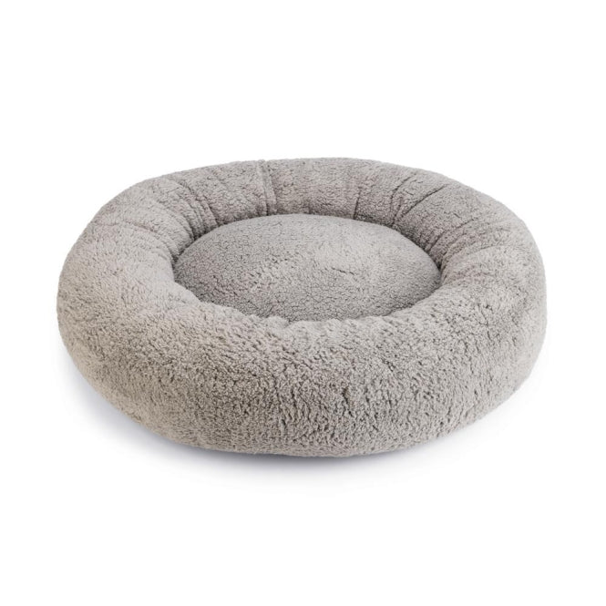 Beeztees Hundebett Jaxx – rund mit Schaumflocken – Grau / 70 × 70 × 25 cm