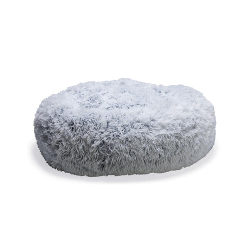 Beeztees Hundebett Siba – rund mit Schaumflocken – Grau / 60 × 60 × 25 cm