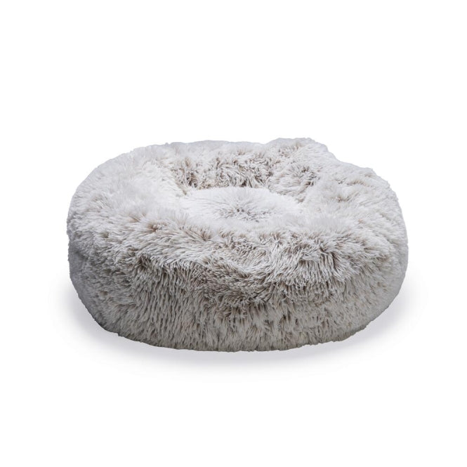 Beeztees Hundebett Siba – rund mit Schaumflocken – Beige / 60 × 60 × 25 cm
