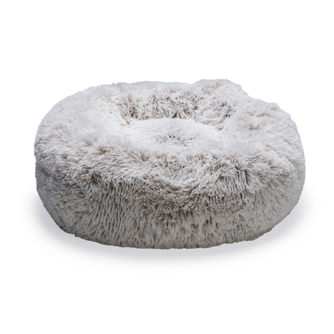 Beeztees Hundebett Siba – rund mit Schaumflocken – Beige / 70 × 70 × 25 cm