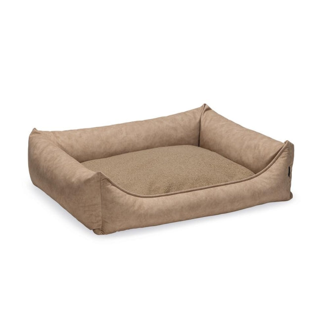 Beeztees Hundebett Lua – mit Rand und Memory-Schaum – Beige / 100 × 80 × 27 cm