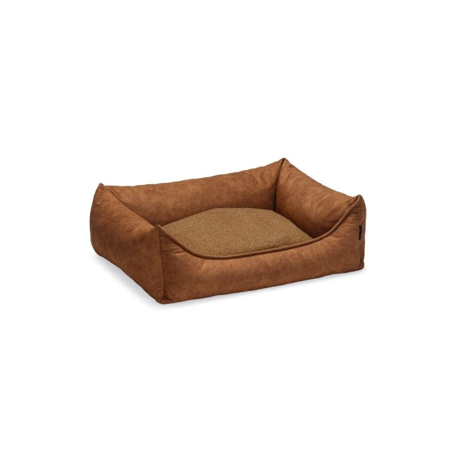 Beeztees Hundebett Lua – mit Rand und Memory-Schaum – Cognac / 80 × 60 × 24 cm